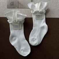Autumn Kids Girl Sock Chic Korean Simplicity Ruffle Calf Sock for Children Balck White Color Girl Sock Clothes Accessories L  9-11 Year balta