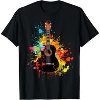 Acoustic Guitar Musicians and Acoustic Guitar Lovers T-Shirt Music Lovers Unisex Summer Soft Tops Graphic T Shirts Men Women S juoda