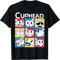 Cuphead Nine Squares of Different Emotions T-Shirt S juoda