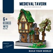 Viduramžių kalvio parduotuvė „Magic House“ taverna statybiniai blokai MOC City Street View plytų rinkinys suaugusiems darbalaukio papuošalai Vaiko žaislas Dovana No Box brown