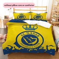 Al Nassr FC  Pattern Bedding Quilt Set  Home Decoration  Gift (1 * duvet cover + 2 * pillowcase  without core) 135x200cm