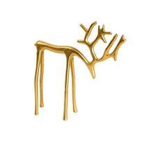 Minimalistinė elnio statulėlė, meniška lydinio elnio skulptūra, modernus abstraktus auksinis elnio ornamentas Kalėdų stalui, židiniui, svetainei, miegamajam A
