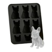 Prancūzų buldogo ledo kubelių forma Lankstus silikoninis padėklas su apsauginiu dangteliu Naujoviška gyvūno forma 3D ledo gaminimo aparatas viskiui, kokteiliams, sultims Smagus buldogų mylėtojui Dog