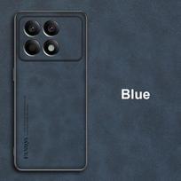 Poco X6 Pro 5G dėklas Prabangus PU odinis telefono dėklas Xiaomi PocoX6 Pro X6Pro Redmi K70E galinis dangtelis Silikoninė pilna apsauga For Poco X6 Pro mėlyna