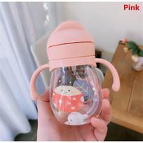 250ML Animacinių personažų rašto lauko vaikiška gertuvė su šiaudeliu, kūdikio maitinimo puodelis vaikų mokymuisi, nešiojama rankena, vandens butelis (as the picture,<500ml)