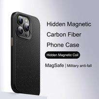 Carbon Fiber Rotating Stand Magnetic Magsafe Phone Case For iPhone 17 16 15 14 13 12 Pro Max 17Air 16E Metal Camera Frame Button iPhone Air