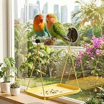 Suction Cup Bird Perch With Suction Cup And Droppings Tray Bird Shower Perch For Parakeet Cockatiel Conure Parrot Lovebirds Car