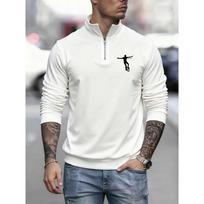 New Stylish Men's Casual Sweatshirt with Unicycle and Hoverboard Art Prints, Featuring a Cool and Trendy Long Sleeved Zipper Design S balta