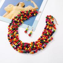Multilayer Wooden Pendant Necklace And Earrings For Personal Style And Casual Wear