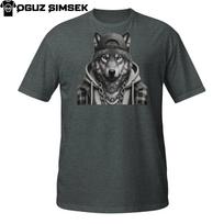 Streetwear Wolf T-Shirt Mens Womens Tees Top – Monochrome Urban Style Graphic Animal Tee M