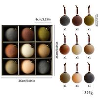 Holiday Celebrations Brown Christmas Ball Set Flocked Ball Pendants Convenient Hanging Rings Elegant Packaging