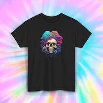 Mushroom Skull Psychedelic Gothic Art Trippy Aesthetic Graphic Tee Shirt S-5XL 4XL