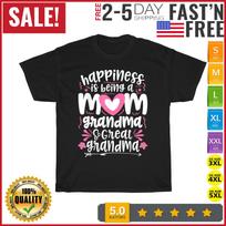 Happiness Is Being A Mom Great Grandma Vintage T Shirt Mens Womens Tees Top Men Women Fashion NEW 3XL