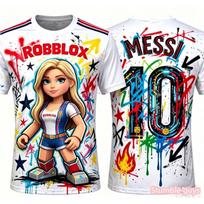 Boys Summer Anime Roblox Printed T-Shirt Casual Cartton Kids Girls Short Sleeve Tops Game Pattern Breathable Tee 110