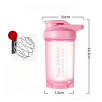 Protein Shaker Bottle with Clear Scale 500ml Leak‑Proof Gym Water Bottle for Fitness Portable Sports Mixer Cup For Man Woman 500ml rožinė