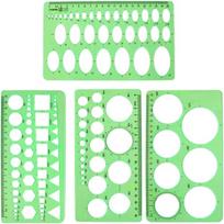 4Pcs Geometric Drawing Plastic Oval Stencil Green Plastic Geometric Template Set  Gemstone 4Pcs