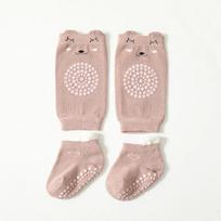 Crawling Safety Pads Socks Set Summer Baby Knee Cartoon Anti-slip Socks KidFloor Socks Kneecap Walking Protector for Girls Boys S 0-1Y 9-11cm rožinė