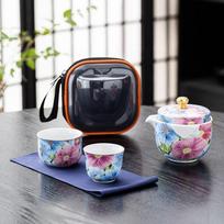 Ru Kiln Travel Tea Set Kung Fu Afternoon Tea Pot Set Heat-resistant Hand Grip Pot Storage Portable 1 Pot 2 Cups Quick Guest Cup