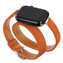 Double Tour leather Strap For Apple Watch ultra band 49mm 45mm 42mm 44mm Series 8 7 6 Se 5 4 3 2 Iwatch 6 38mm 40mm Correa 41mm 38mm-40mm-41mm oranžinė