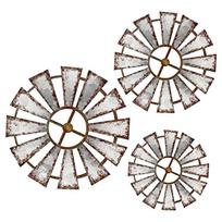 ABBY-3 Pcs Wood Windmill Wall Decor Kit Farmhouse Hanging Decoration Set Country Wooden Kitchen Rustic Living Room Sculpture Art