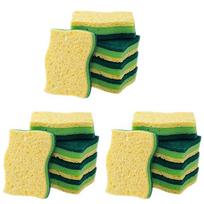 ABBY-Non-Scratch Cellulose Household Kitchen Sponges, Dishes Sponge 15 Packages ,Multi-Use Dish Scrubber Sponge For Household