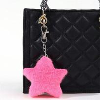 Furry Star Doll Star Plush Pendant Pompom Five-pointed Pentagram Hairball Stuffed Ornament Fluffy Soft Star Key Chain rožinė raudona spalva