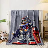 A stylized chibi Gundam robot with detailed armor, shield, and weapon. for all seasons blanket lunch break throw gift 80cm x 120cm