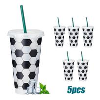 5/10 Pcs Plastic Soccer Cups Bulk Reusable Tumbler With Lid And Straw Sports Gifts For Coach Fan Men Women Soccer Team Gifts A