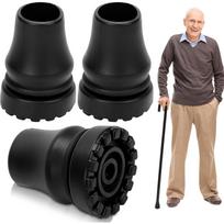 Cane Tips, Non Slip All Terrain Crutch Tips,Rubber Replacement Cane Tips for Canes, 3-Pack juoda