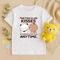 Bubu Dudu Feel Free To Use Kisses Shirt Cute Bear Couple T-Shirt Funny Love Quote Tee Kawaii Valentine Tops Gift for Couples S įvairiaspalvis
