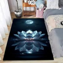 Dreamy Moon Butterfly Lotus Area Rug Non Slip Washable Starry Night Print for Living Kids Bedroom Whimsical Decor Minimalist 40x60CM