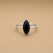 Black Onyx Marquise Statement Ring – 925 Sterling Silver Minimalist Gemstone Ring 4 sidabras