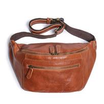 Men'S Genuine Leather Fanny Pack Cowhide Multi-Functional Messenger Bag Large Capacity Shoulder Bag Outdoor Cycling Breast Bag