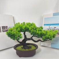 New Green Artificial Bonsai Tree Simulated Greeting Pine Artificial Faux Plants Black Fake Potted Plant Living Room Ornaments