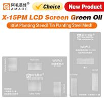 AMAOE X-15PM LCD Screen Green Oil Repair Hole Digging Steel Mesh for iPhone X 11 12 14 15Plus WKW1 WKW2 IC Planing Stencil Tools