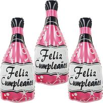 3-Pack Rose Gold Spanish Birthday Bottle Balloons, Oktoberfest Party Birthday Party Foil Balloons; Suitable for Oktoberfest Other