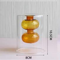 Creative Double-layer Flower Vase Minimalism Aromatherapy Diffuser Bottle  Home Decorations Orange Two Balls