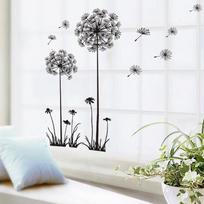 Black Romantic Dandelion Sofa Bedroom TV Background Sticker PVC Wall Sticker 1