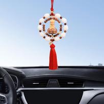 Buddha Car Pendant Wooden Ornament for Feng Shui And Interior Design Red Tassel