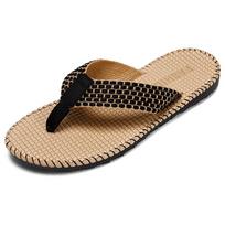 Men's Flip Flops Summer Ightweight Rubber Woven Slippers Casual Outdoor Sandals Breathable Anti Slip Beach Shoes Zapatillas Male 39