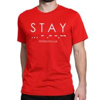 Creative Interstellar S T A Y Morse Code T-Shirt Men Round Collar 100% Cotton T Shirts Short Sleeve Tee Shirt Classic Tops S