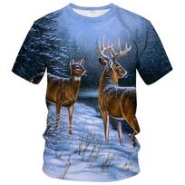 Vasarinės Miško Elnio 3D Spausdintos Marškinėliai Streetwear Vyriški Mada Atsitiktiniai Per dideli Apvalia Kaklo Trumpomis Rankovėmis Marškinėliai T-Shirt Viršūnės Drabužiai S