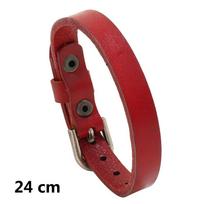 Adjustable Buckle Boho Style Hand  Woven Rope Wristband Vintage Handmade Braided Leather Bracelet Daily Casual Accessory raudona