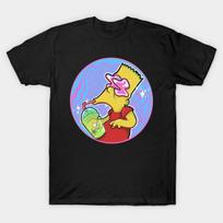 Men Black Print T-shirt Bart No-Cut Transfer Paper Print Cotton Tshirt 2XL juoda