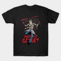Men Black Print T-shirt Inspector Gadget No-Cut Transfer Paper Print Cotton Tshirt M juoda