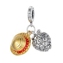 One Piece Straw Hat And Burning Fruit Decorative Charms For Authentic Charm Decorations Bracelet Style Genuine Copper Charm Decorations Bead For
