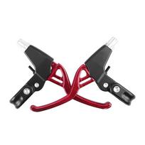 1Pair MTB Brake Levers Ultra Light Aluminum Alloy Cantilever Mountain Bike Bicycle Mechanical Horseshoe V Brake Arms Handle raudona