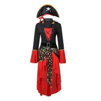 Helovyno Cosplay suknelė Piratų karalienės šokių vakarėlio scenos kostiumas, varpelio rankovės, netaisyklingos apvadas, suvarstomas suvarstomas dirželis, juosmens vikingų suknelė XL juoda balta spalva