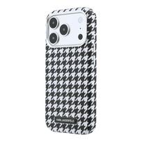 Karl Lagerfeld PU Houndstooth Resin Plate MagSafe dėklas skirtas Apple iPhone 17 Pro juodos spalvos