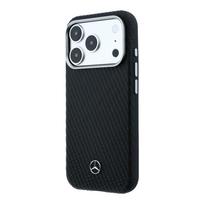 Mercedes PU Leather Semi Wrap MagSafe dėklas skirtas Apple iPhone 17 Pro Max juodos spalvos